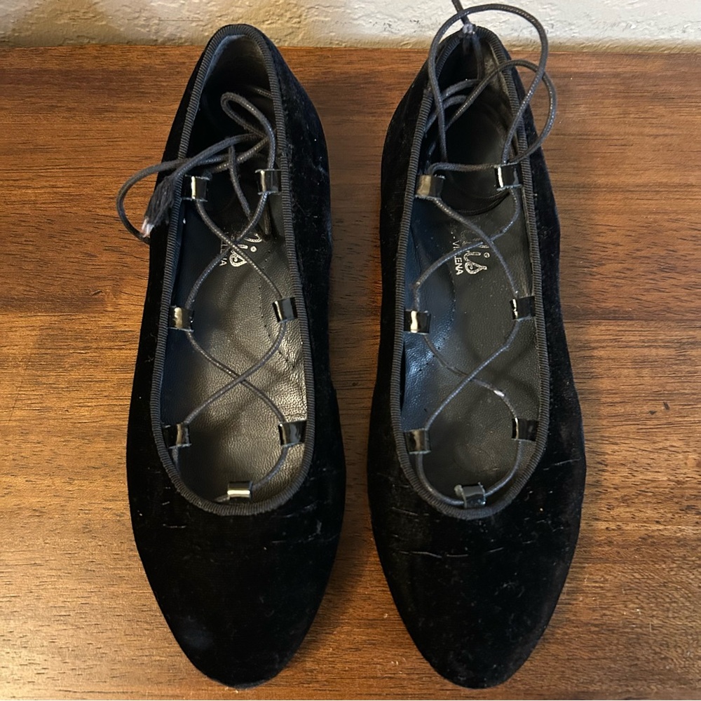 Beberlis Girls Black Ankle Laced Ballet Flat Shoes